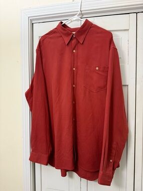 Tommy Bahama Men’s X-Large Rose Red Button Down Shirt Short Sleeve 100% Silk